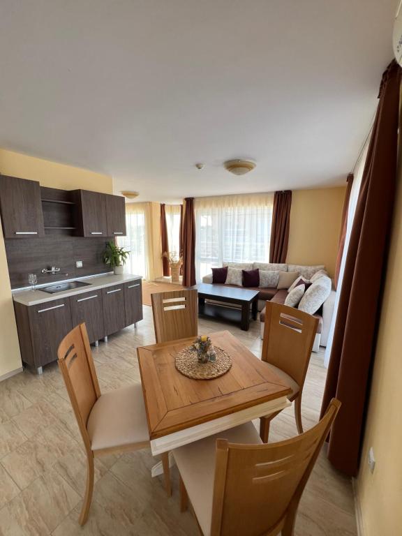 Kuchyň nebo kuchyňský kout v ubytování Hotel Damyanoff
