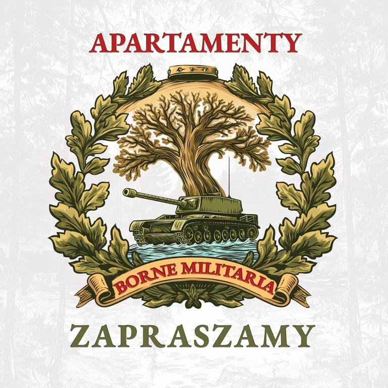 a logo for the zborne military academy with a tank at U Magdy apartament dla 4 osób 2 par parking w cenie samodzielne zameldowanie klucze w skrytce kod wysyłany przed przyjazdem in Borne Sulinowo