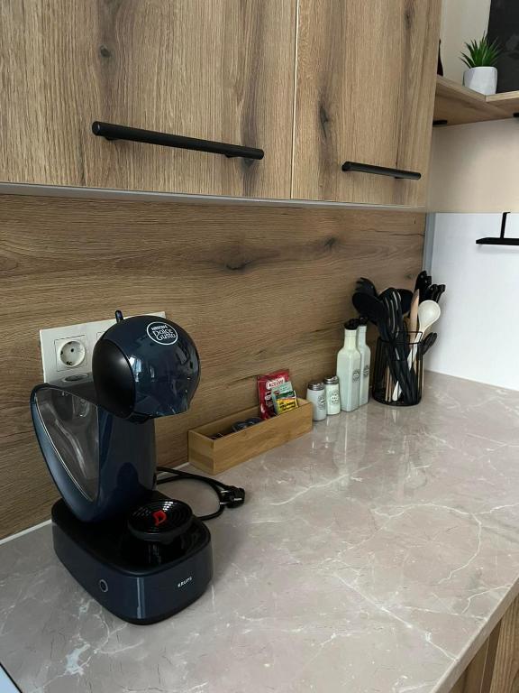 Příslušenství pro přípravu čaje a kávy v ubytování EL apartment