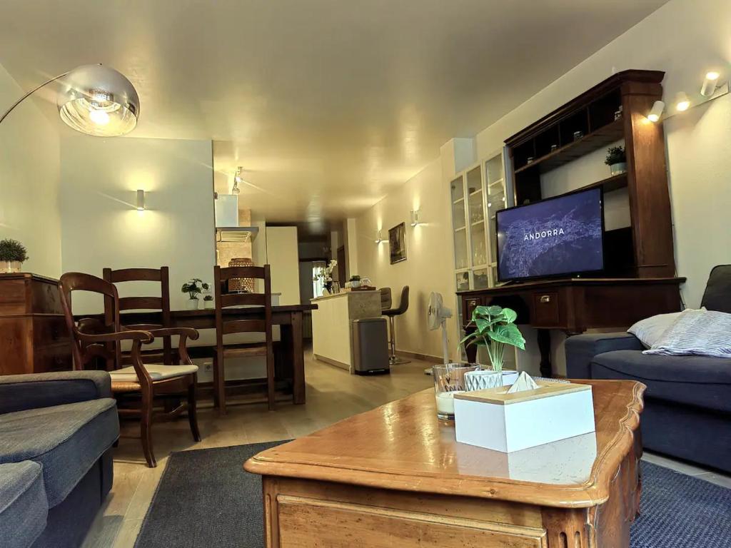TV a/nebo společenská místnost v ubytování Superb flat in the centre of capital, ski, Caldea