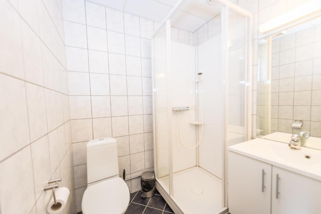 Koupelna v ubytování Toranes Overnatting