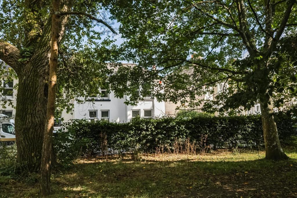 a white house with trees in front of it at Park View House Close to Central Park and Plymouth Argyle FC - Dogs welcome - Hosted by Absolute Accommodation Plymouth in Plymouth