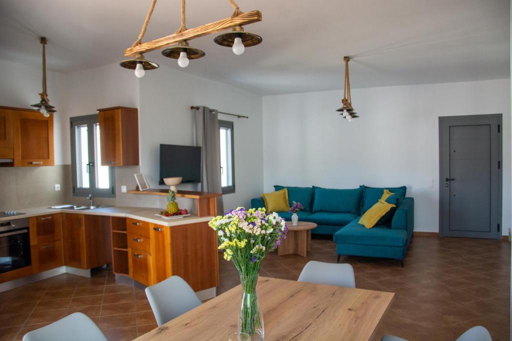 Dapur atau dapur kecil di Aria Guesthouse Tinos