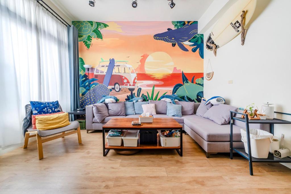Posezení v ubytování Surf house