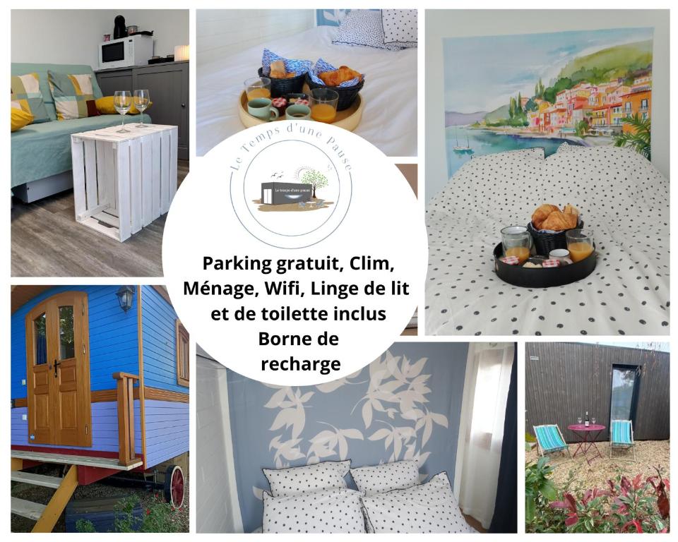un collage de photos d'une pièce meublée dans l'établissement Logements mitoyens 
