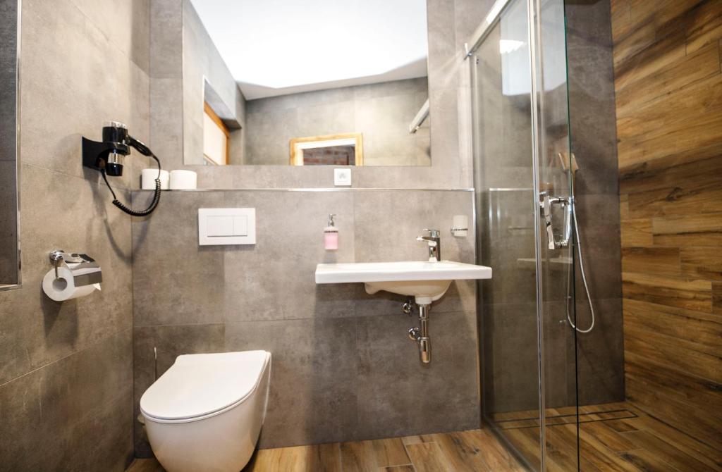Koupelna v ubytování Hotel Pivovarská bašta