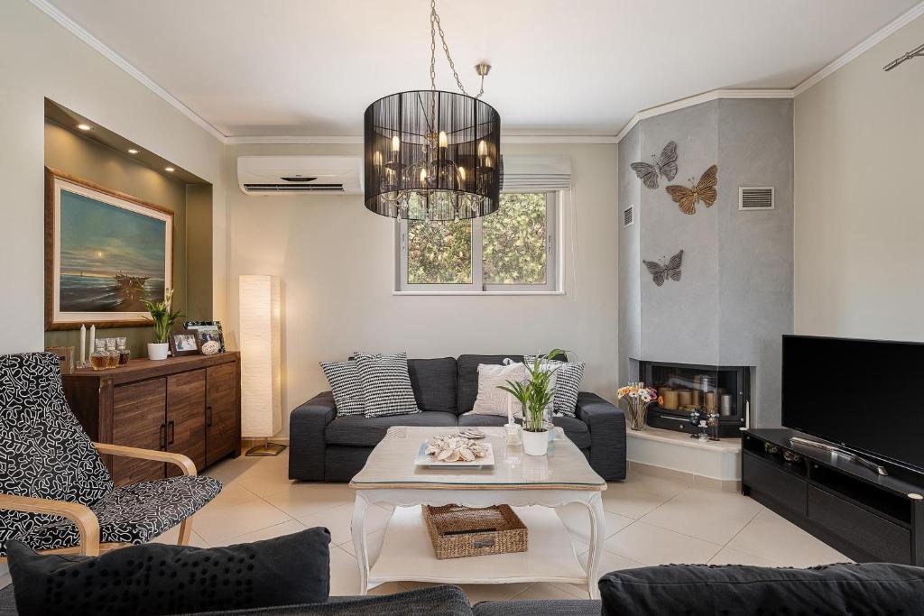 A seating area at Villa Athinais