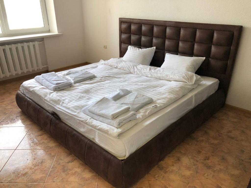 Postel nebo postele na pokoji v ubytování Причал