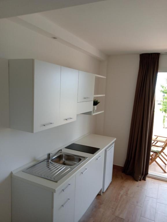 Kuchyň nebo kuchyňský kout v ubytování Hotel Flora