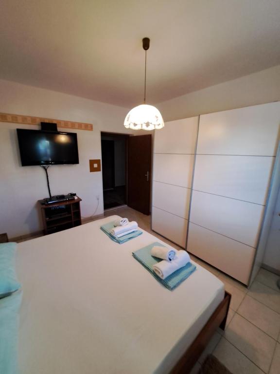 TV a/nebo společenská místnost v ubytování Apartman LETI