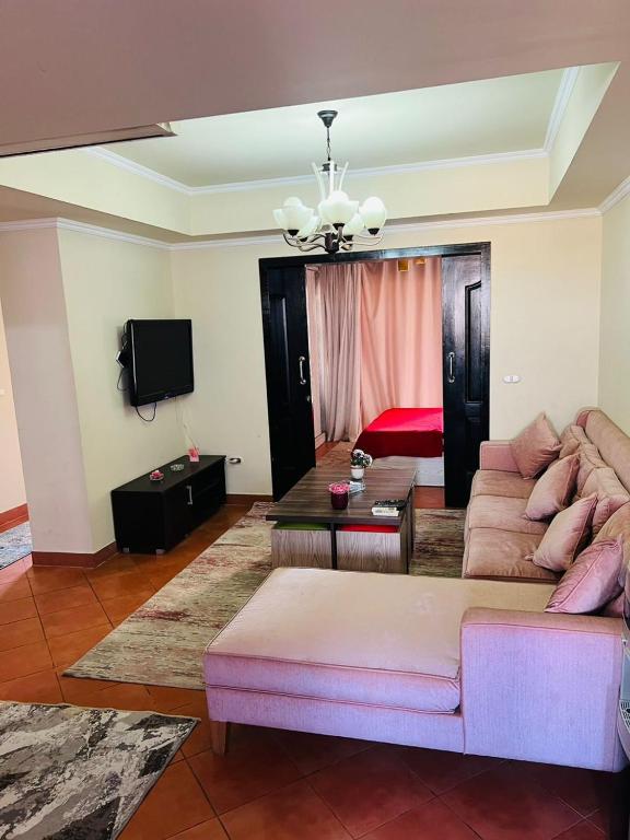 TV a/nebo společenská místnost v ubytování شقه فندقيه porto marina