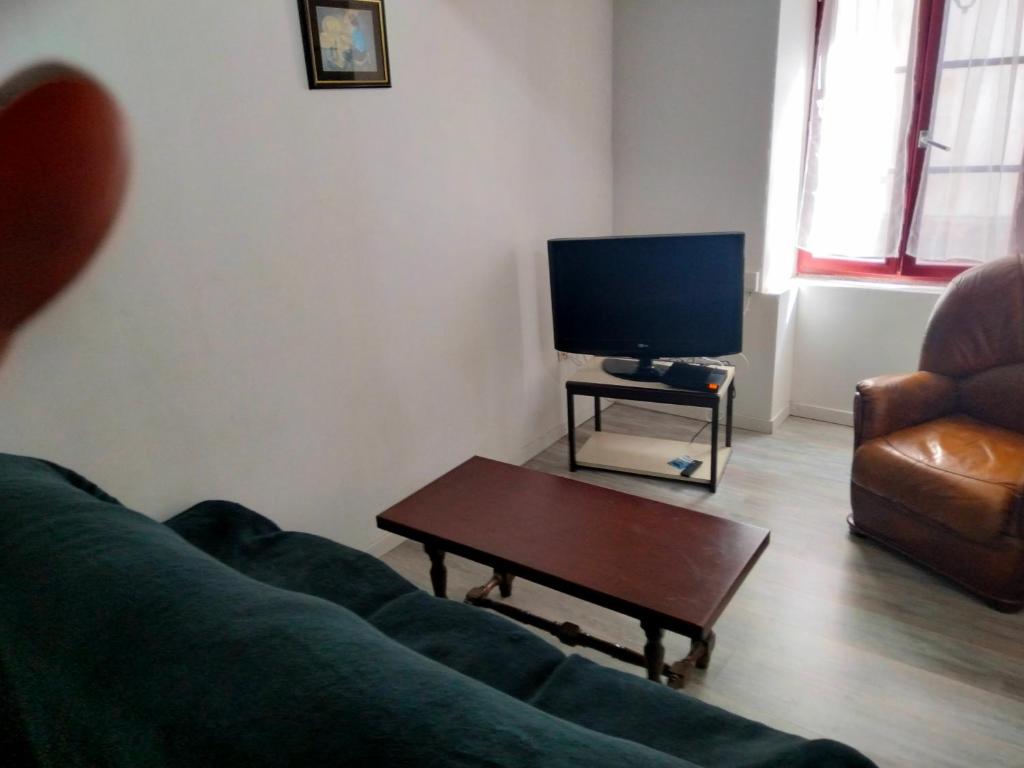 un salon avec un canapé et une table basse dans l'établissement Agde au 51, à Agde