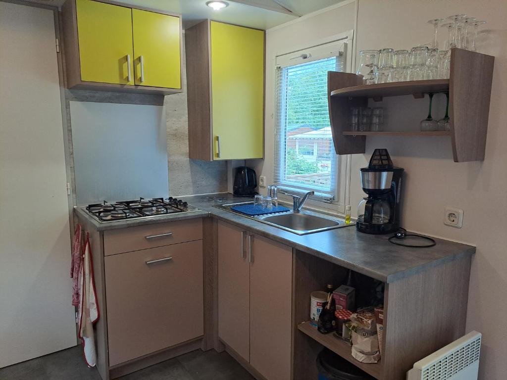 Kuchyň nebo kuchyňský kout v ubytování Mobile home
