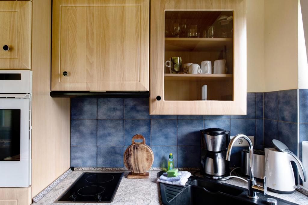 Kuchyň nebo kuchyňský kout v ubytování Krüseliner Mühle - Bungalow Rethra