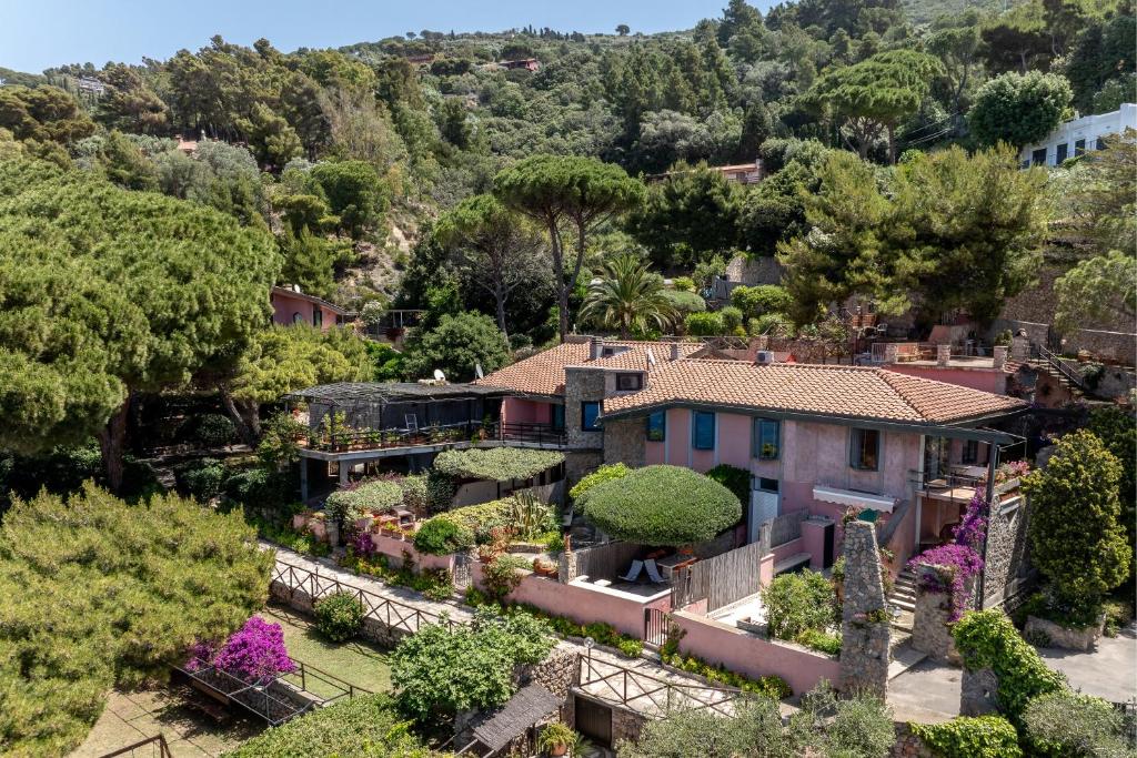 an aerial view of a house with a garden at Argentarola in Porto Santo Stefano,Pool and Sea View in Porto Santo Stefano