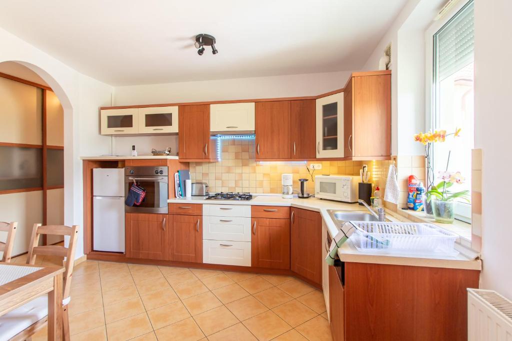 Kuchyň nebo kuchyňský kout v ubytování Viky's Apartment