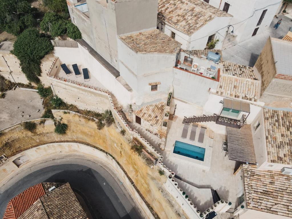 an overhead view of a building with an arch at Villa Edda in Noto