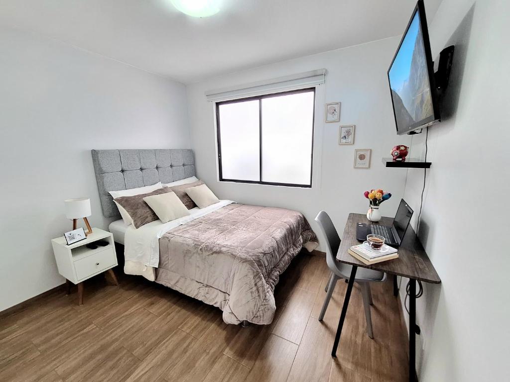 Postel nebo postele na pokoji v ubytování Habitación en departamento Compartido - La Paz 504