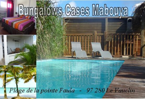 un collage di foto di una piscina con sedie di Résidence Cases Mabouya a Le Vauclin