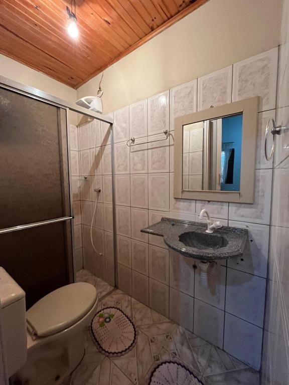 Koupelna v ubytování Chalé Lua Nova