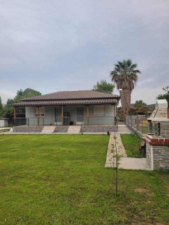 a house with a palm tree in the yard at Casa Del Sol in Sikia