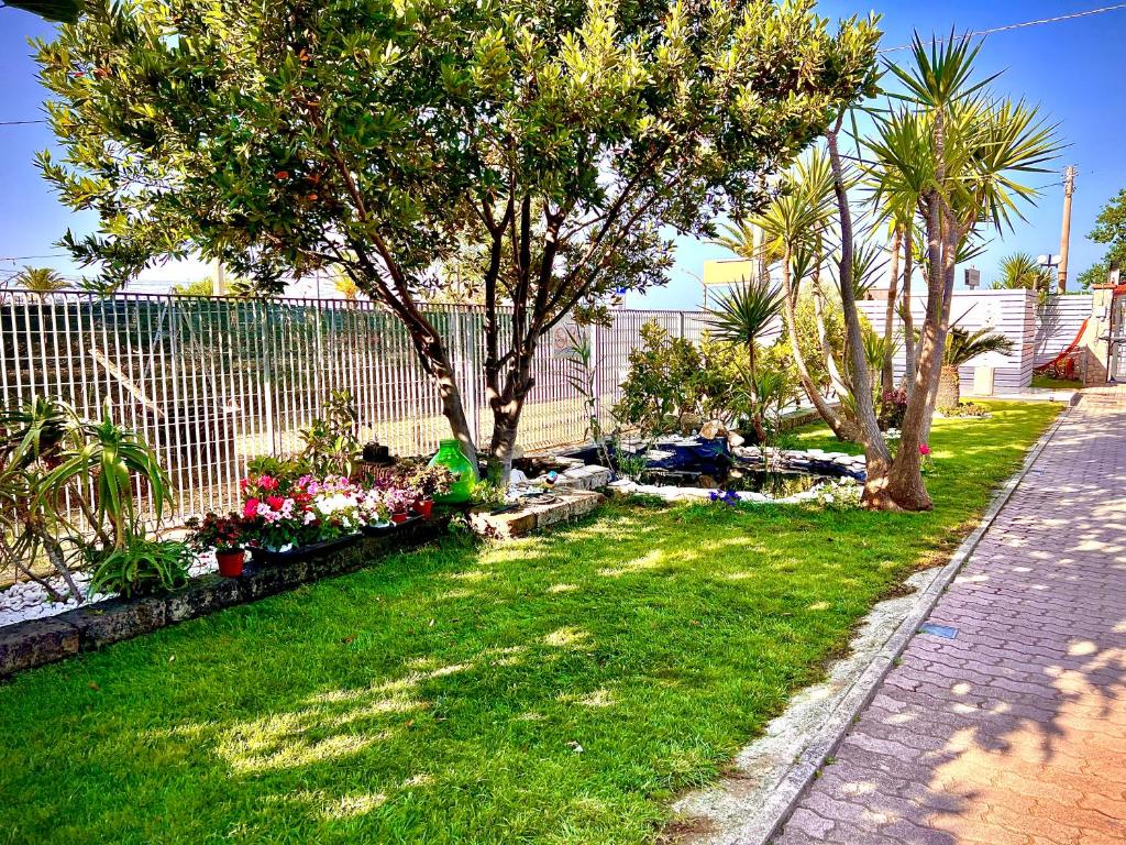 a garden with trees and flowers in a yard at Villa Latino in Vieste