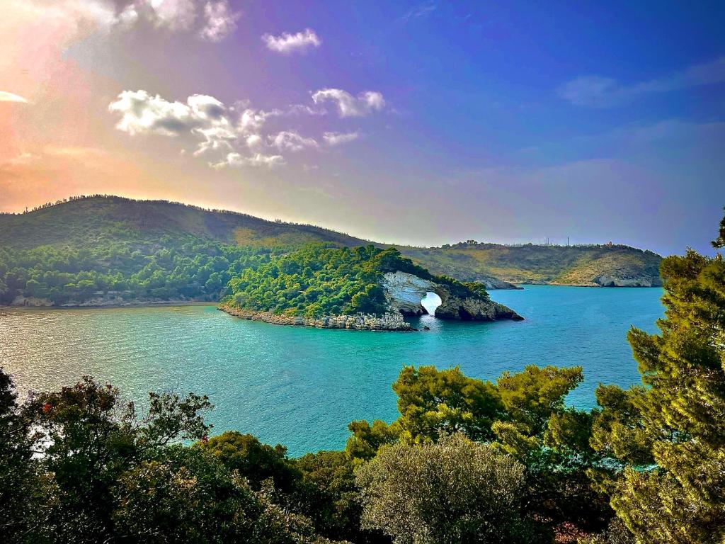 an island in the middle of a body of water at Villa Latino in Vieste