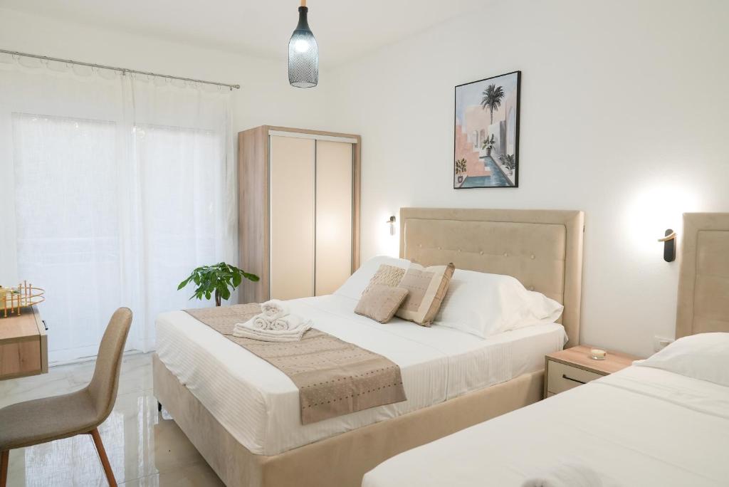 Postel nebo postele na pokoji v ubytování Mar nero Apartments