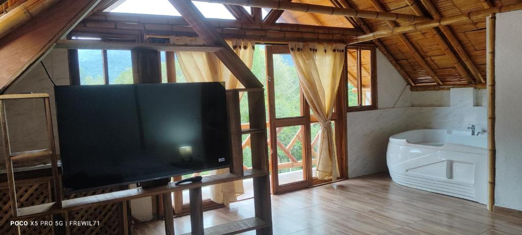 Μια τηλεόραση ή/και κέντρο ψυχαγωγίας στο Villa Ester Hostel Vereda Cay