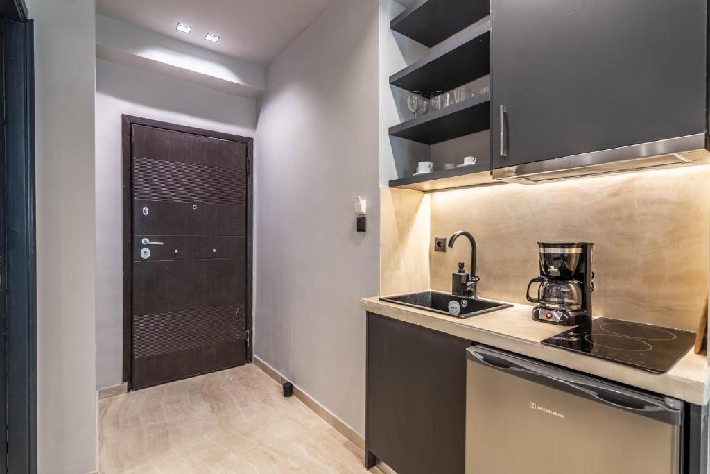 Kuchyň nebo kuchyňský kout v ubytování Furla Apartments Athens