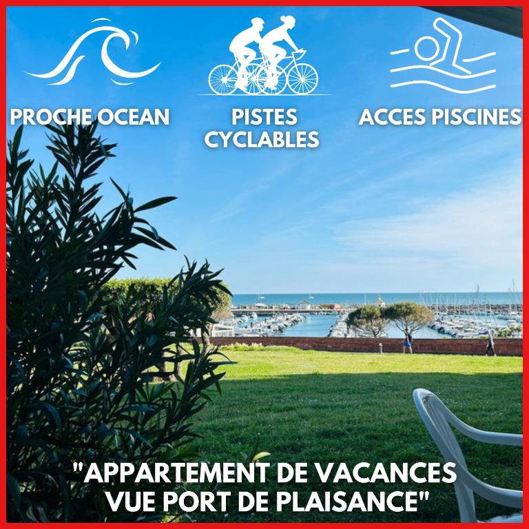 un dépliant pour une plage avec une photo d'une personne faisant du vélo dans l'établissement 