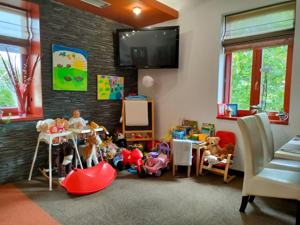 TV a/nebo společenská místnost v ubytování Hotel Peklo