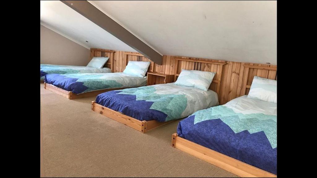 3 posti letto in una camera con pareti in legno di Moonbah Loft a Moonbah