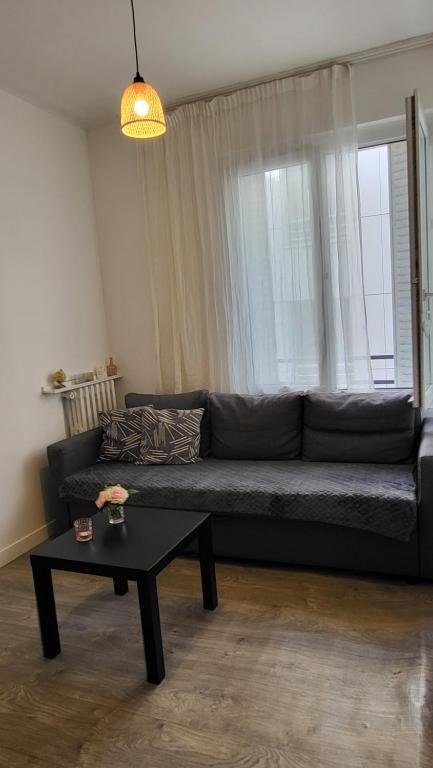 un salon avec un canapé et une table basse dans l'établissement Apparemment parisien, à Paris