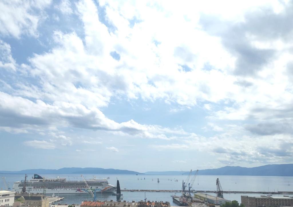 a view of a large body of water with a cloudy sky at DOWNTOWN Fiume, underground Garage within the property in Rijeka