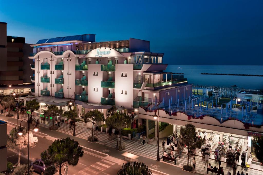 a rendering of a hotel with the ocean in the background at Hotel Lungomare in Cesenatico