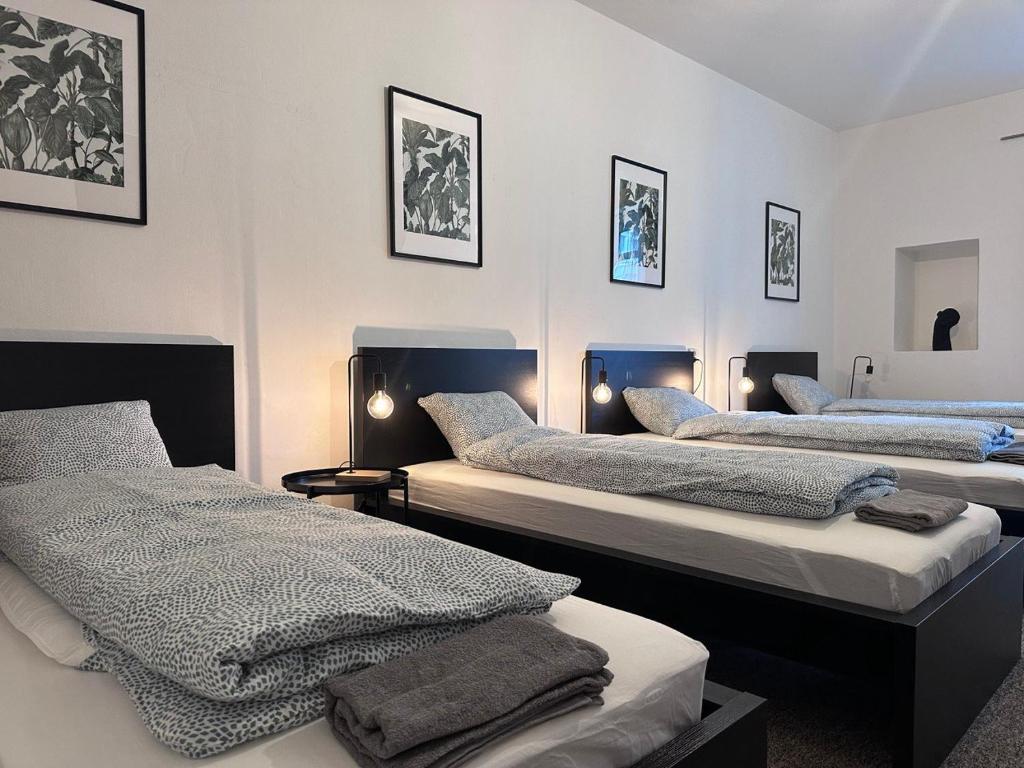 Postel nebo postele na pokoji v ubytování Black Style ROOMS Moravske namesti