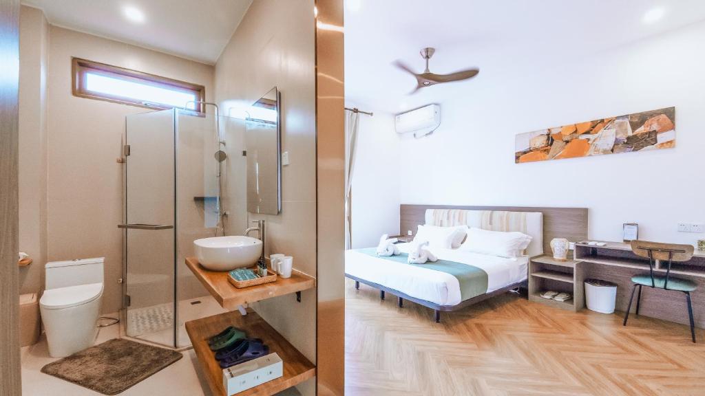 Koupelna v ubytování Chez Judy Resort