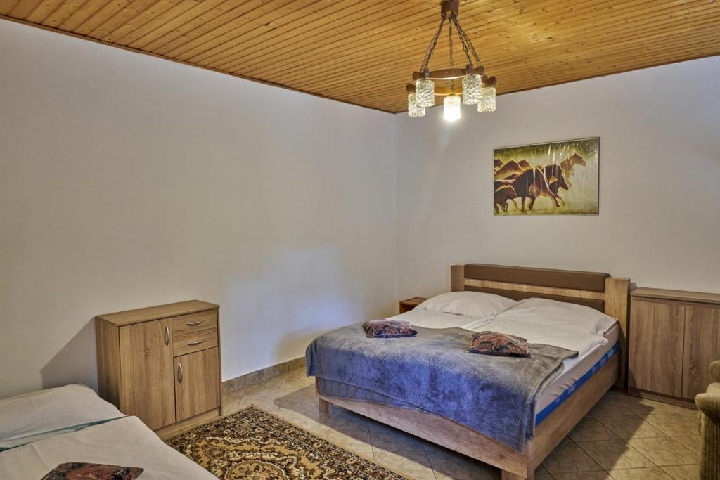 Postel nebo postele na pokoji v ubytování Penzion Pegas Depoltovice
