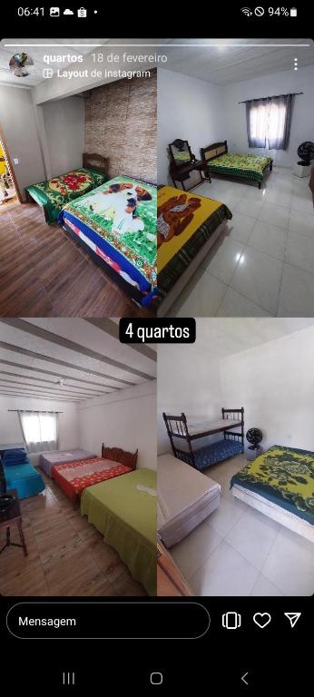 un colletto di 4 letti diversi in una camera di Chácara Canaã a Valença