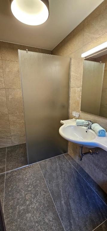 Koupelna v ubytování Hotel-Garni Pramstraller
