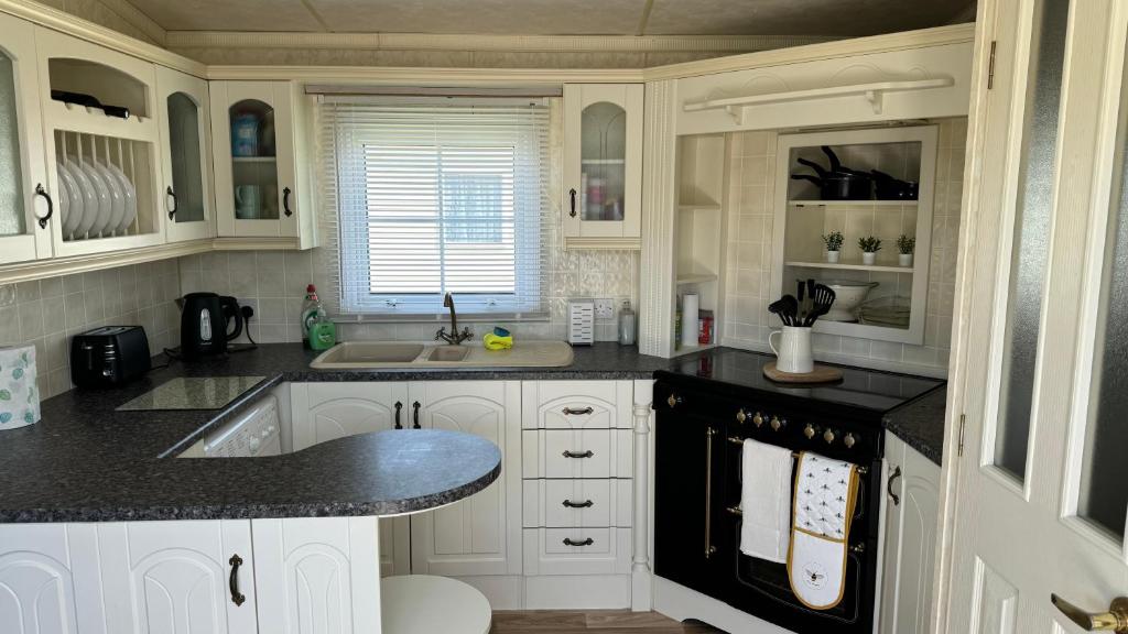 Кухня или мини-кухня в Mablethorpe Luxury Caravan Rental
