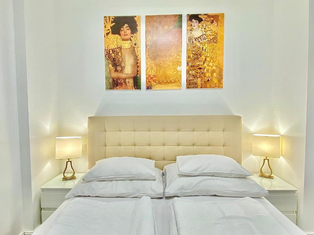 Posteľ alebo postele v izbe v ubytovaní Steiner Residences Vienna Vorgartenstrasse
