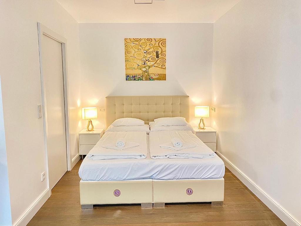 Posteľ alebo postele v izbe v ubytovaní Steiner Residences Vienna Vorgartenstrasse