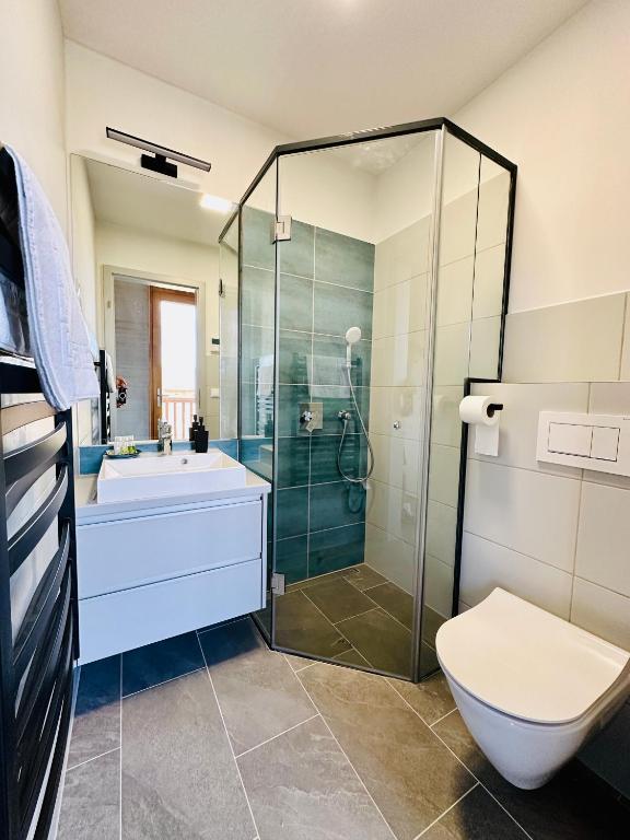 Koupelna v ubytování Zengő 9 Kadarka apartman, Nadap
