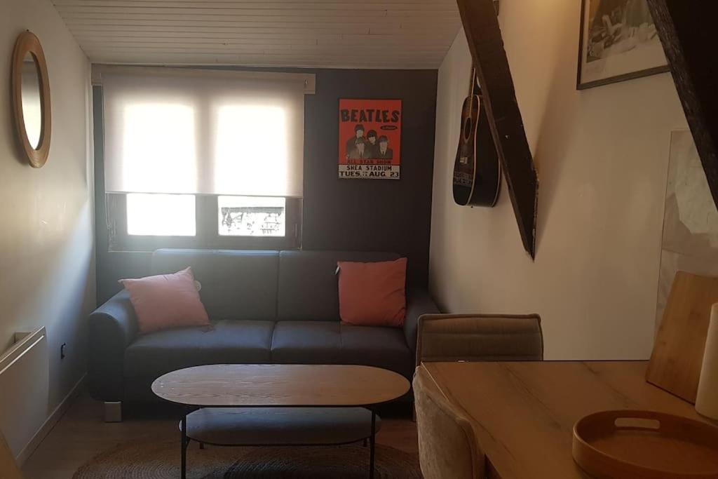 un salon avec un canapé et une table dans l'établissement Au Cœur De Limoges, à Limoges