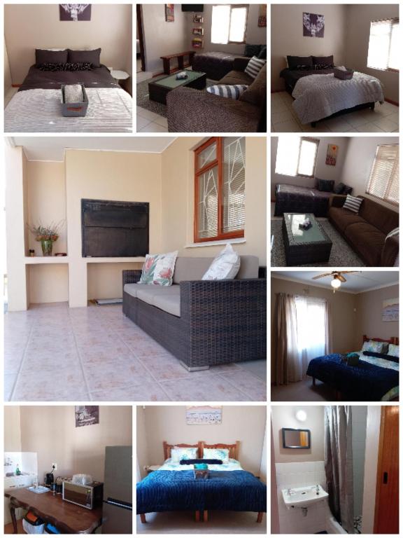 a collage of four pictures of a living room at Leipoldt street 3 in Clanwilliam