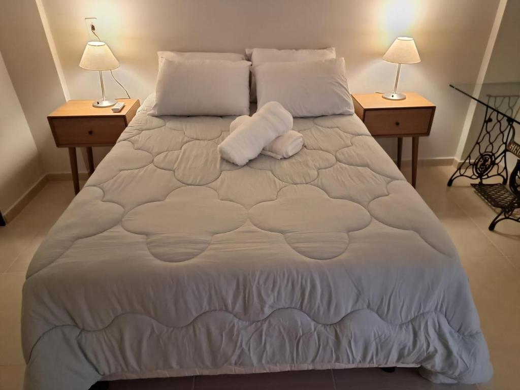 Ένα ή περισσότερα κρεβάτια σε δωμάτιο στο Apartamento Rota dos Ipês