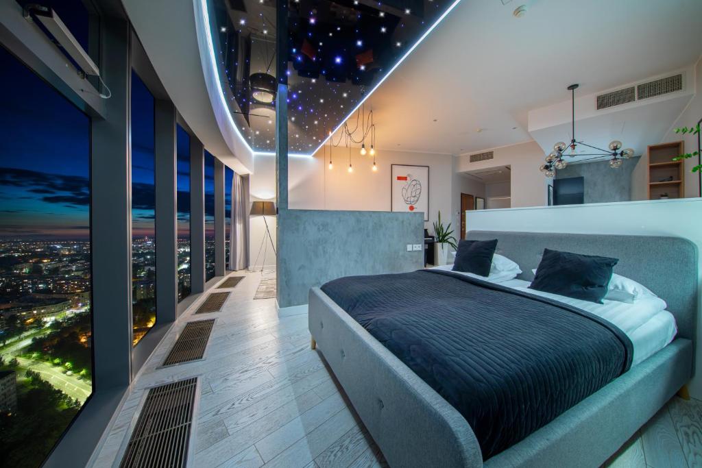 Posezení v ubytování Apartamenty w Sky Tower