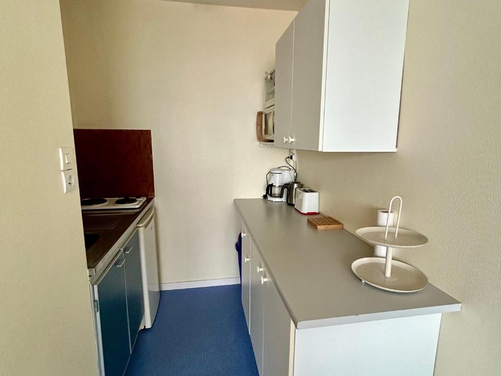 Kuchyňa alebo kuchynka v ubytovaní Appartement face mer avec garage, proche plage - FR-1-652-29